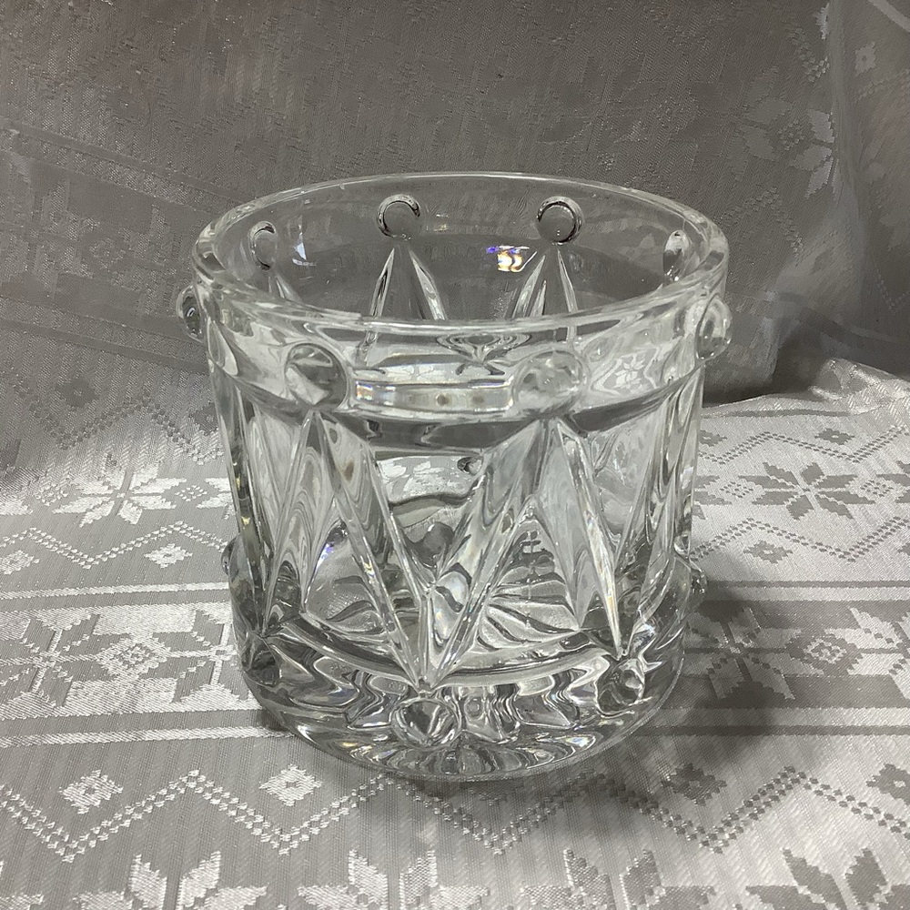 24% Lead Crystal Vase Ice Bucket Clear Drum